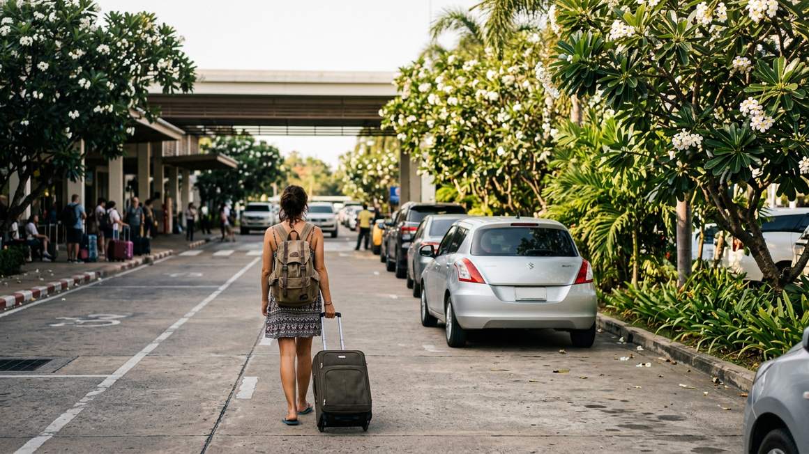 Localrent car rental pickup zone at Ngurah Rai International Airport arrivals hall