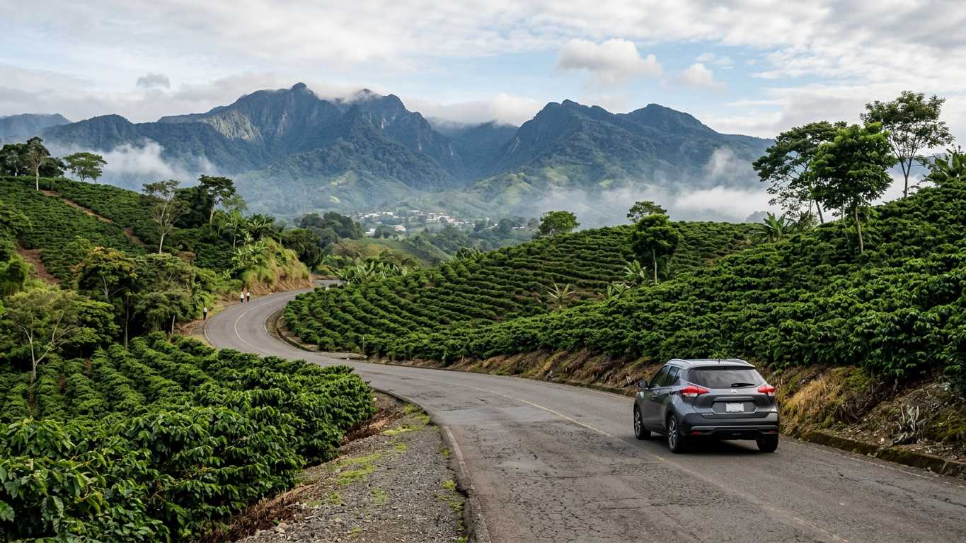 Car rental pick-up area at Juan Santamaria Airport in Alajuela near San Jose Costa Rica