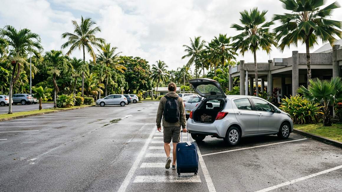 Car rental pick-up zone at Phuket International Airport arrivals terminal