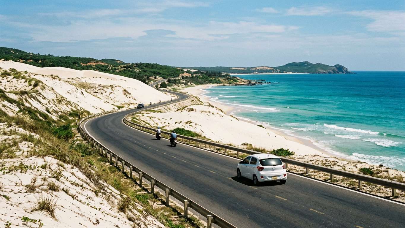 Cam Ranh International Airport terminal with rental car meeting point in arrivals zone